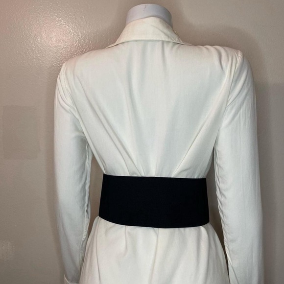 Black wide elastic waistband belt with beige satin bow - Picture 4 of 8